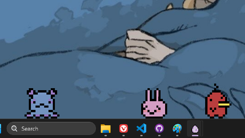 Screenshot of pixelated animals on a computer desktop