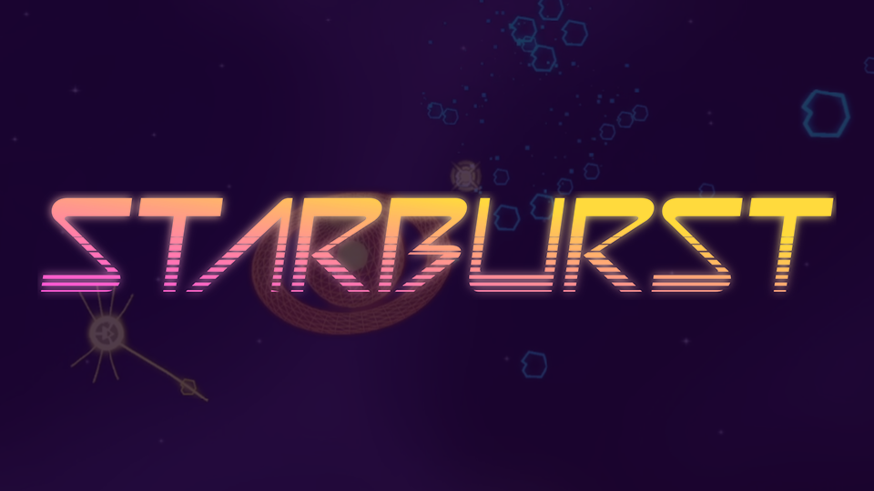 Screenshot of a spaceship and planet with the title 'Starburst'